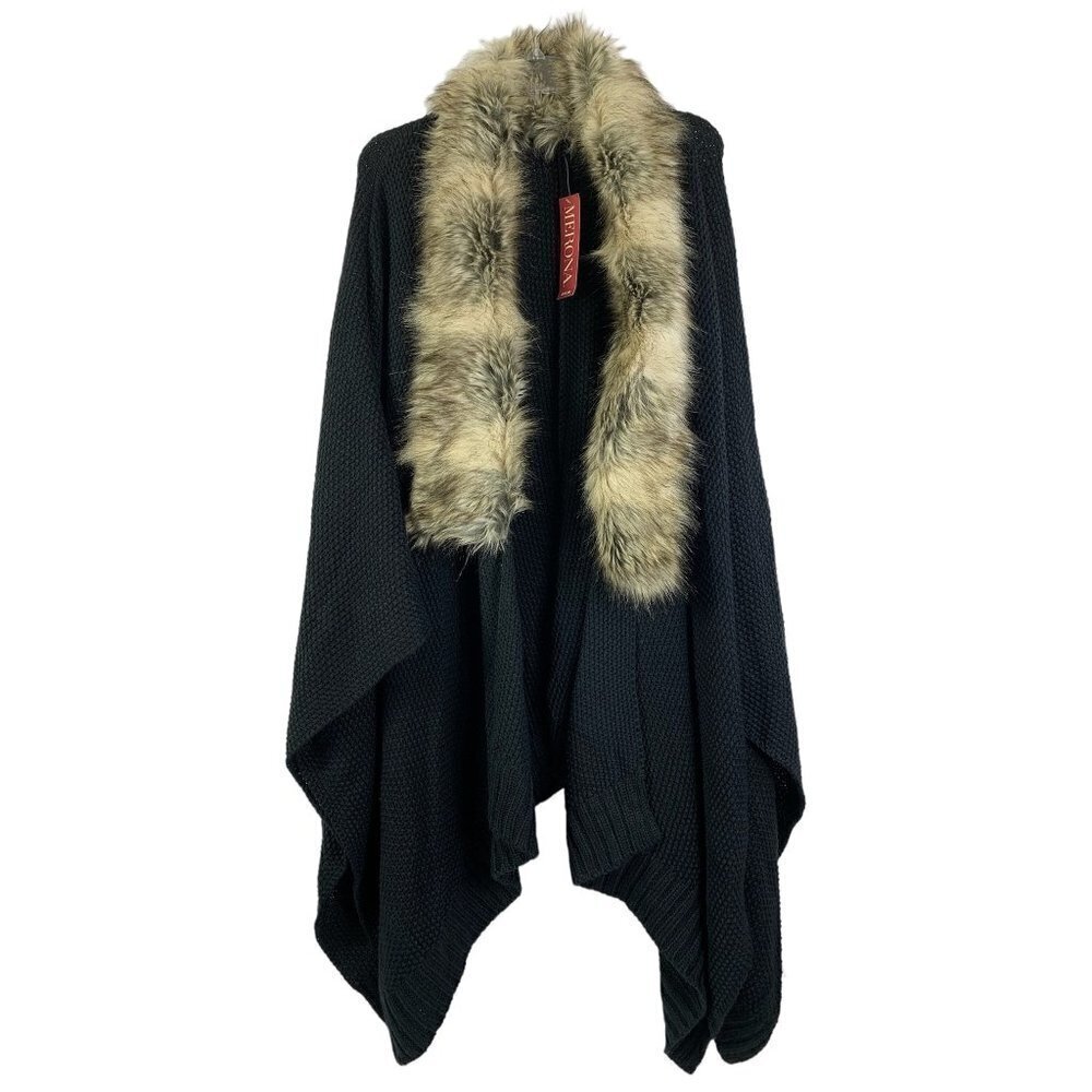 Merona Women's Knitted Cape with Fuzzy Neck